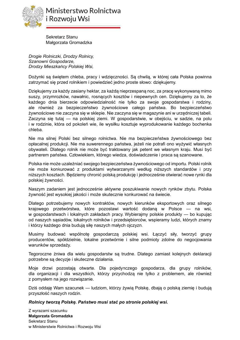 List Sekretarz Stanu