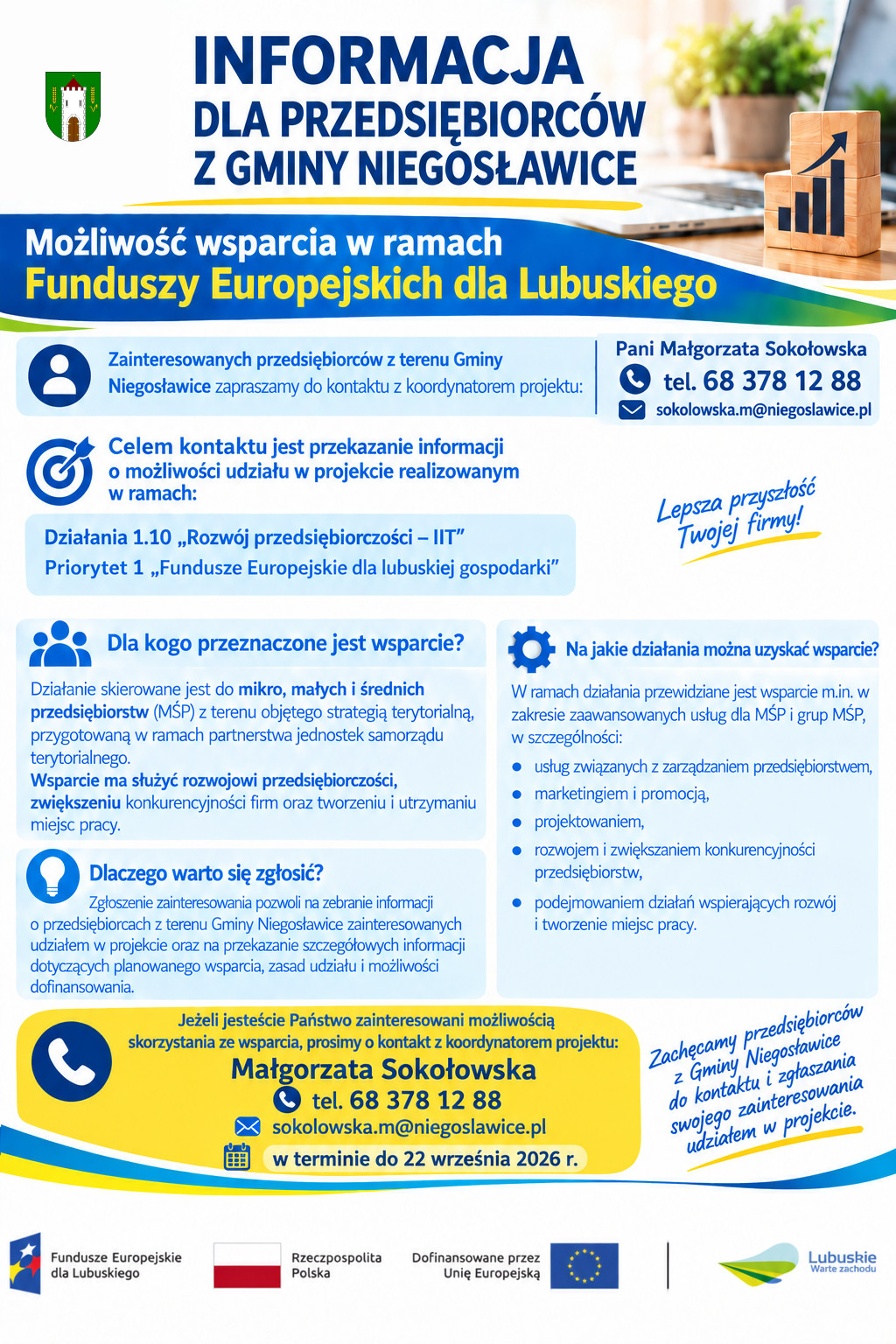 Informacja dla przedsiębiorc&oacute;w - możliwość wsparcia z Funduszy Europejskich